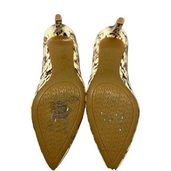 Michael Kors "Dorothy" Snake Embossed Goat Leather Pointed Toe Pumps 3" Heel - Picture 8 of 9